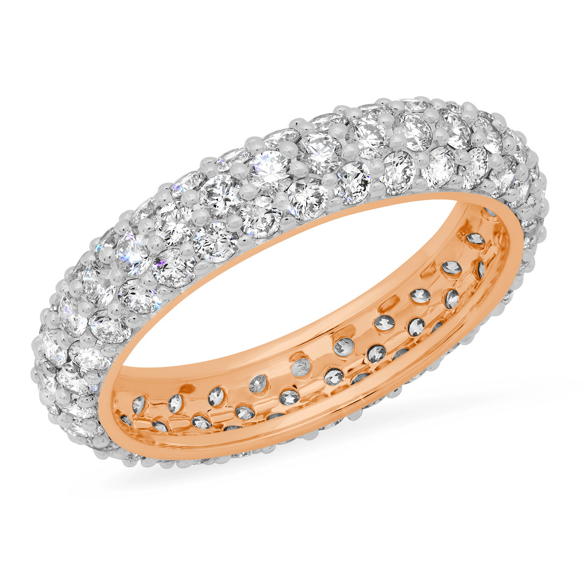 14K Rose Gold Diamond Domed Ring